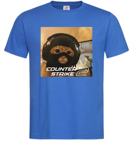 Мужская футболка Cat terrorist CS Ярко-синий фото