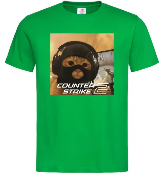 Мужская футболка Cat terrorist CS Зеленый фото