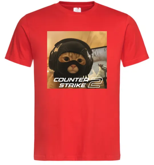 Мужская футболка Cat terrorist CS Красный фото