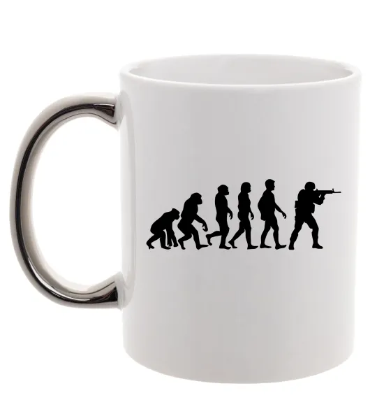 Чашка с цветной ручкой Counter Strike gamer evolution Серебро фото