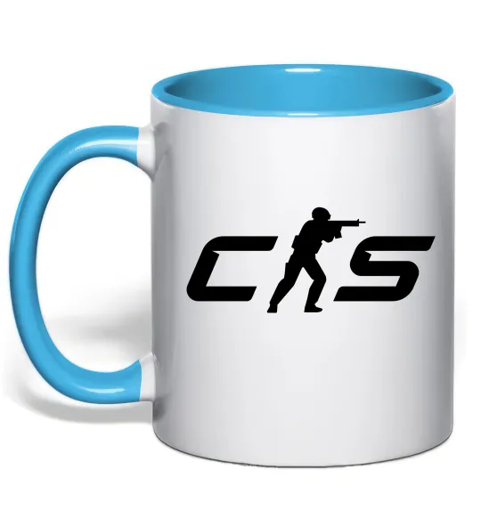 Чашка с цветной ручкой CS Голубой фото