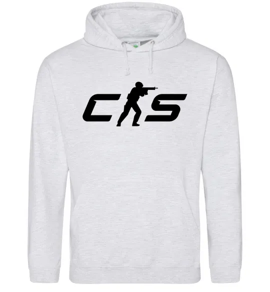 Мужская толстовка (худи) CS Серый меланж фото