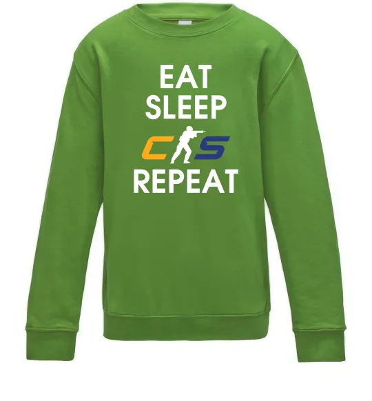 Детский Свитшот Eat sleep CS repeat Лаймовый фото