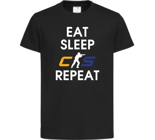 Детская футболка Eat sleep CS repeat Черный фото