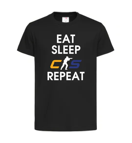 Детская футболка Eat sleep CS repeat Черный фото