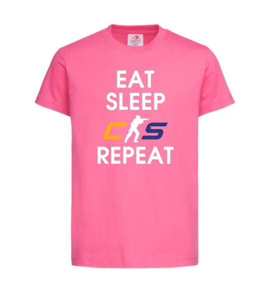 Детская футболка Eat sleep CS repeat Ярко-розовый фото