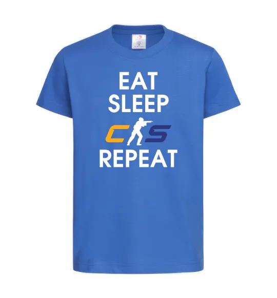Детская футболка Eat sleep CS repeat Ярко-синий фото