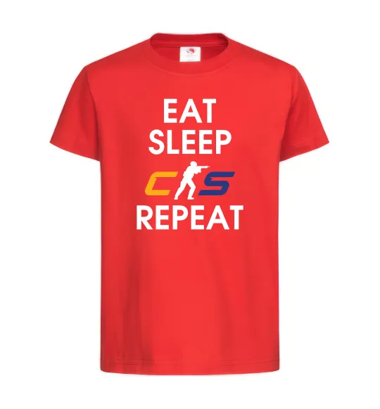 Детская футболка Eat sleep CS repeat Красный фото