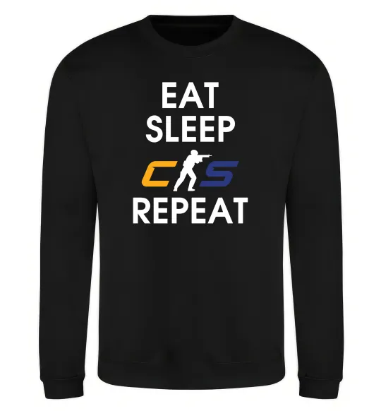 Свитшот Eat sleep CS repeat Черный фото