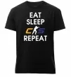 Мужская премиум футболка Eat sleep CS repeat Черный фото