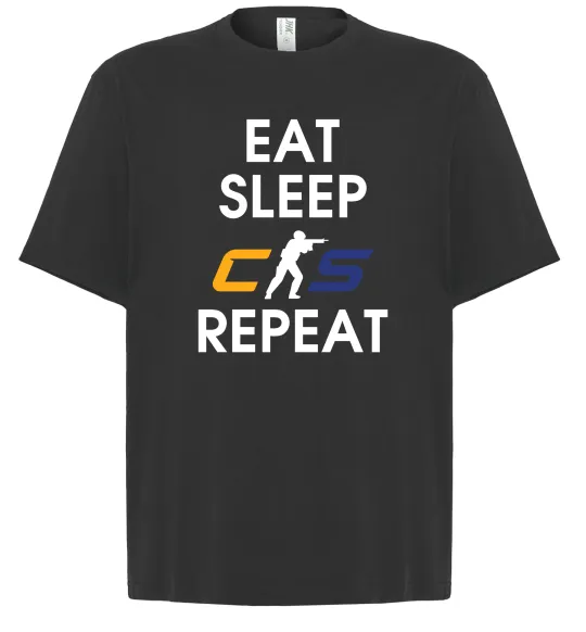 Футболка Оверсайз Eat sleep CS repeat Черный фото