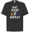 Футболка Оверсайз Eat sleep CS repeat Черный фото