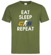 Мужская футболка Eat sleep CS repeat Оливковый Мужская футболка Eat sleep CS repeat Оливковый фото