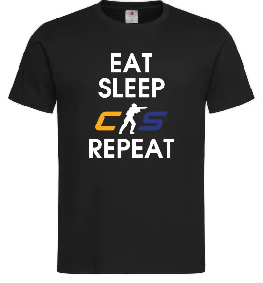 Мужская футболка Eat sleep CS repeat Черный фото