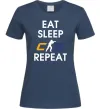 Женская футболка Eat sleep CS repeat Темно-синий фото