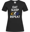 Женская футболка Eat sleep CS repeat Черный фото