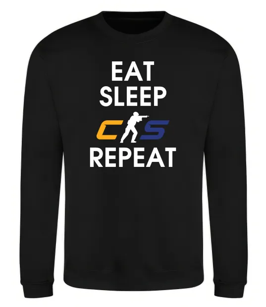 Свитшот Eat sleep CS repeat Черный фото