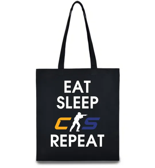 Эко-сумка Eat sleep CS repeat Черный фото