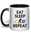 Чашка с цветной ручкой Eat sleep CS repeat Черный Чашка с цветной ручкой Eat sleep CS repeat Черный фото