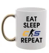 Чашка с цветной ручкой Eat sleep CS repeat Золото Чашка с цветной ручкой Eat sleep CS repeat Золото фото