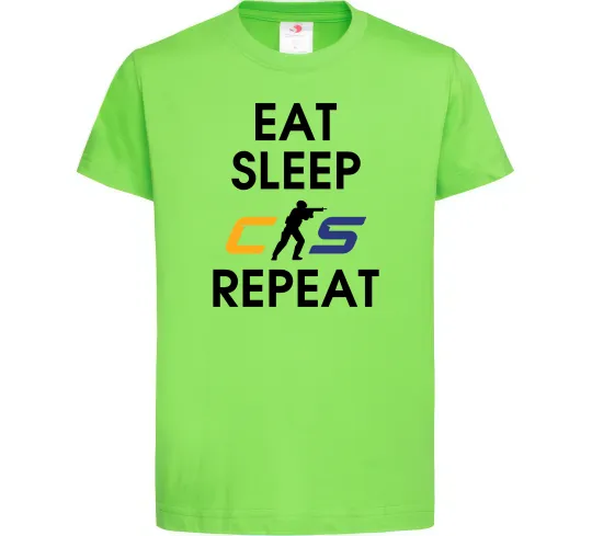 Детская футболка Eat sleep CS repeat Лаймовый фото