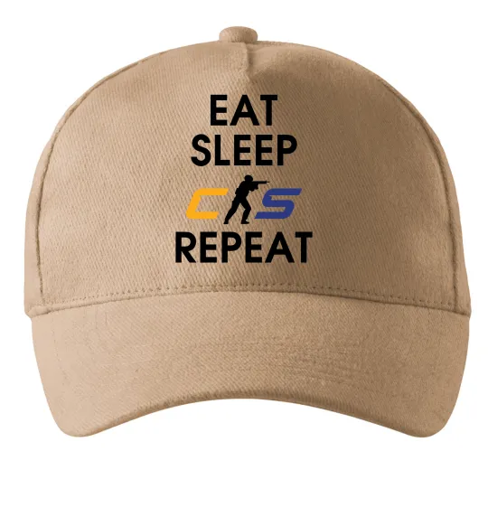 Кепка Eat sleep CS repeat Песочный фото