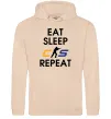 Мужская толстовка (худи) Eat sleep CS repeat Песочный фото