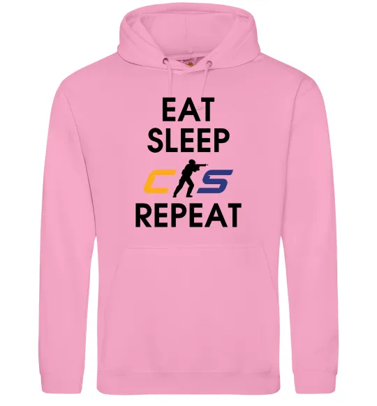 Женская толстовка (худи) Eat sleep CS repeat Розовый фото