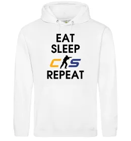 Жіноча толстовка (худі) Eat sleep CS repeat Білий фото