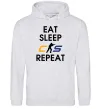 Женская толстовка (худи) Eat sleep CS repeat Серый меланж Женская толстовка (худи) Eat sleep CS repeat Серый меланж фото