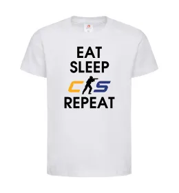 Дитяча футболка Eat sleep CS repeat Білий фото