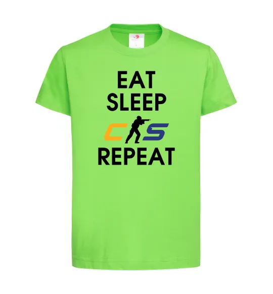 Детская футболка Eat sleep CS repeat Лаймовый фото