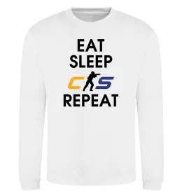 Світшот Eat sleep CS repeat Білий фото