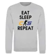 Свитшот Eat sleep CS repeat Серый меланж фото
