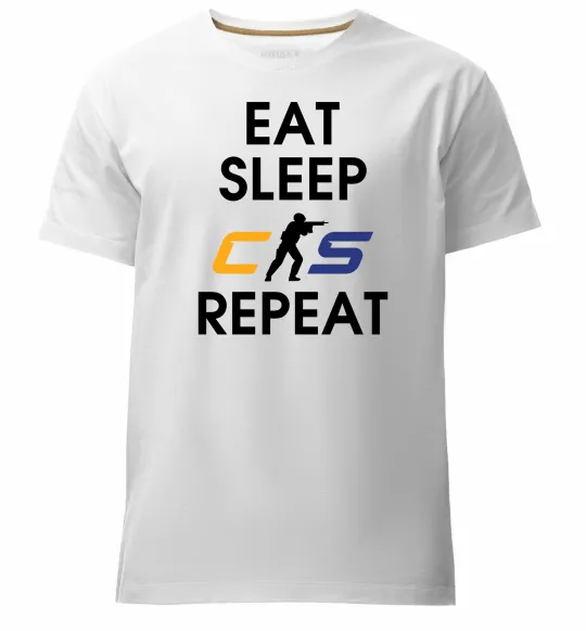 Мужская премиум футболка Eat sleep CS repeat Белый фото