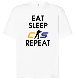 Футболка Оверсайз Eat sleep CS repeat Білий фото