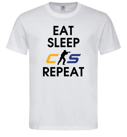 Мужская футболка Eat sleep CS repeat Белый фото