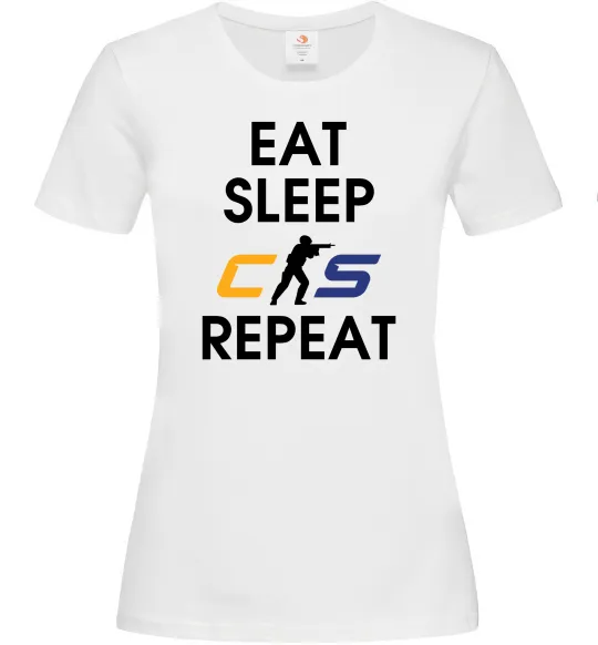 Женская футболка Eat sleep CS repeat Белый фото
