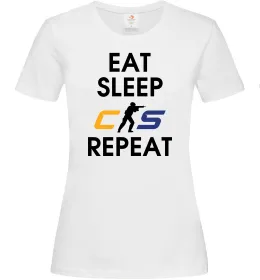 Жіноча футболка Eat sleep CS repeat Білий фото