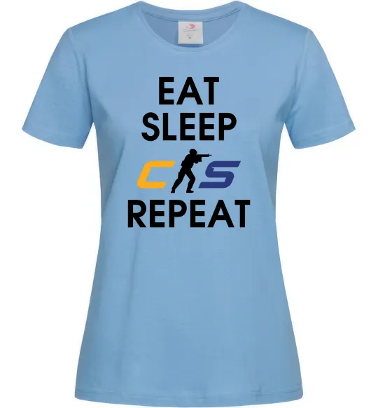 Женская футболка Eat sleep CS repeat Голубой фото