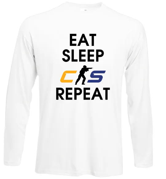 Лонгслив Eat sleep CS repeat Белый фото
