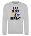 Свитшот Eat sleep CS repeat Серый меланж фото