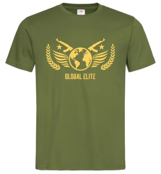 Мужская футболка Global elite Оливковый фото