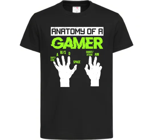 Детская футболка Anatomy of gamer Черный фото