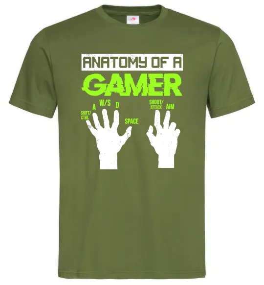 Мужская футболка Anatomy of gamer Оливковый фото