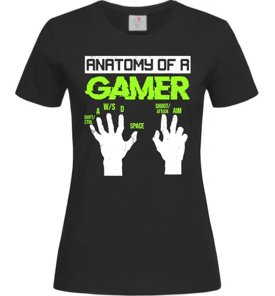 Женская футболка Anatomy of gamer Черный фото