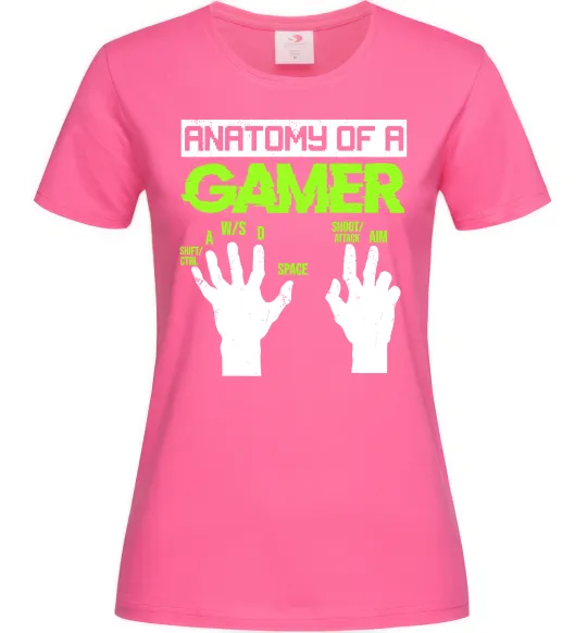 Женская футболка Anatomy of gamer Ярко-розовый фото