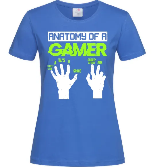 Женская футболка Anatomy of gamer Ярко-синий фото