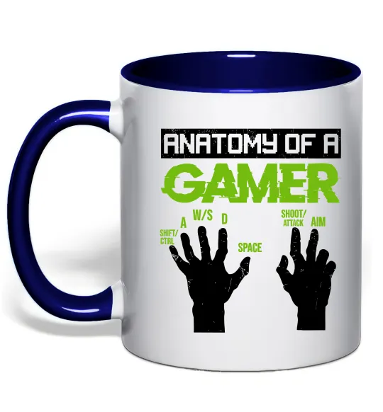 Чашка с цветной ручкой Anatomy of gamer Глубокий темно-синий фото