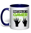 Чашка с цветной ручкой Anatomy of gamer Глубокий темно-синий фото